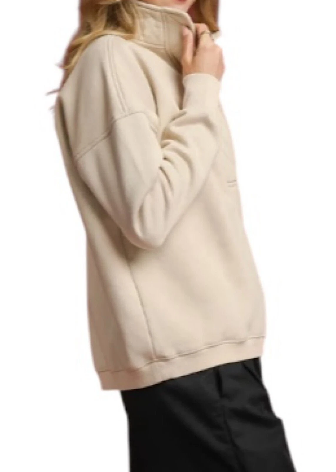 OFF WHITE Felpa maglione mezza pressione lavaggio minerale ecrù
