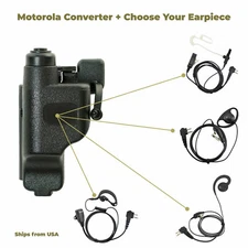 XTS1500 Multi Pin to CP200 2-Pin Audio Converter w/ Earpiece for Motorola Radios