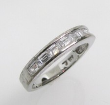 925 Sterling Silver Baguette Cubic Zirconia Band Ring Size 7.25 - 3.2g
