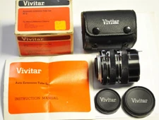 Vivitar set of AT-3 extension tubes for Nikon F manual focus lens. W/case, caps