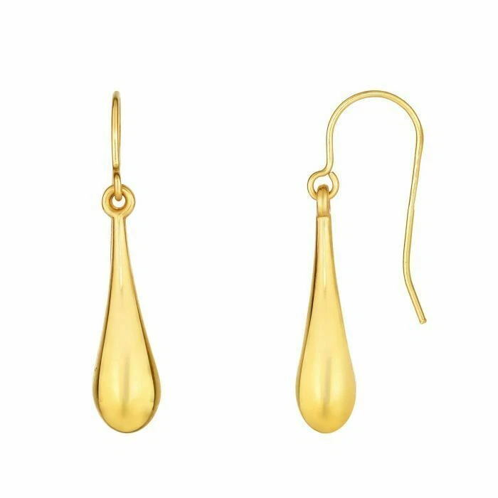 1 1/8" Polished Tear Drop Dangle Earrings Real 10K Yellow Gold 1.0gr