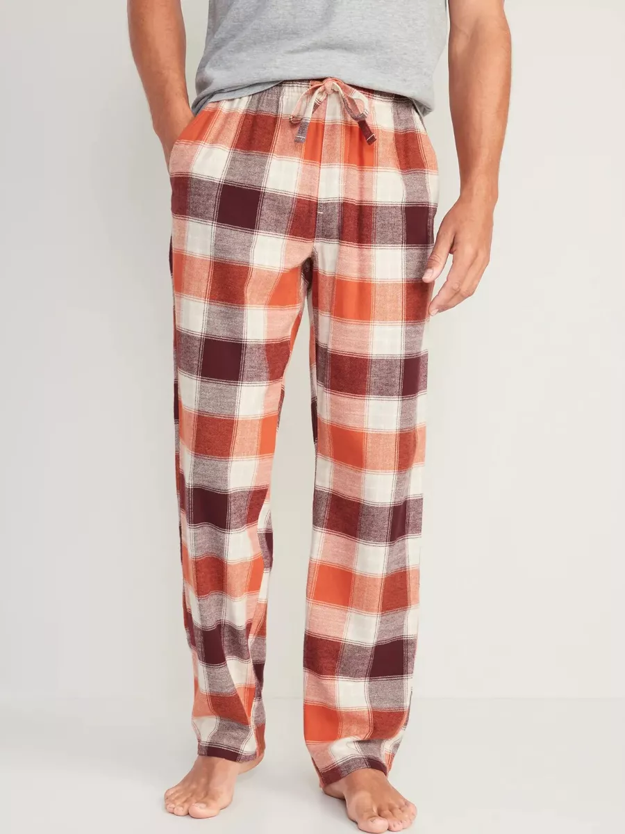 NWT Old Navy Orange Plaid Double-Brushed Flannel Pajama Pants Lounge Men XL