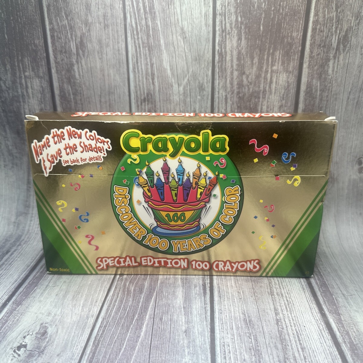 New Vintage Crayola Special Edition 100 Crayons ~ Gold Box