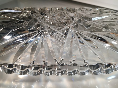 Antique ABP American Brilliant Hobstar Pinwheel Cut Glass Celery Relish Dish - Picture 13 of 13