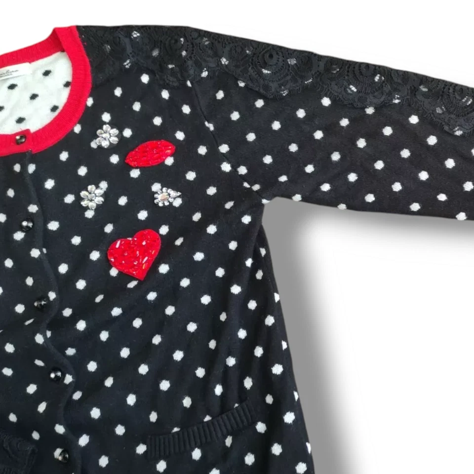 Gaia Luna Precious Cárdigan Lunares Con Aplicaciones Viscosa Nylon Angora Eu 40 - Imagen 4 de 4