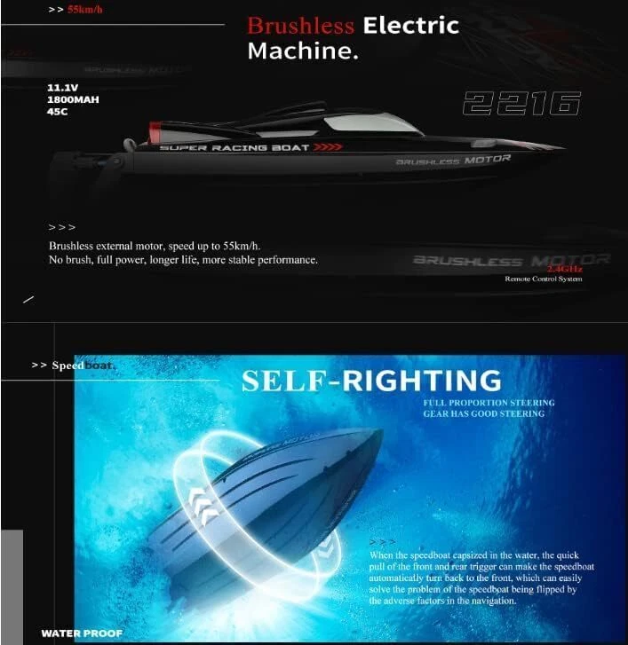 WLtoys WL916 RC Boot – 60 km/h – Bürstenlos – 2,4 GHz – LED – Self-Righting – Hi - Bild 4 von 4