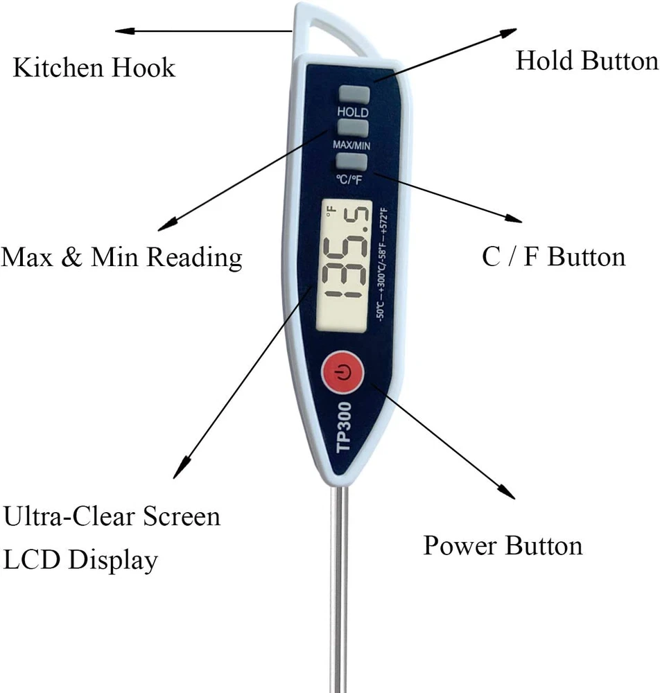Meat Thermometer Instant Read Digital Kitchen Grill Cooking BBQ Baking Food