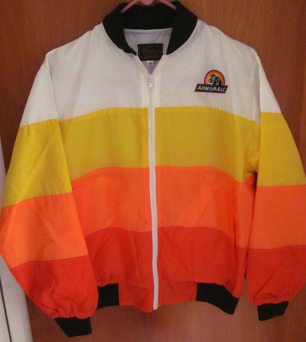 ARMOR ALL polyester XS racing jacket embroidery 1980s dayglo