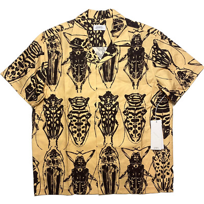 SATURDAYS NYC Mens York Entomology Short Sleeve Shirt Reed Yellow