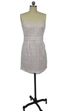 Pins & Needles Urban Outfitters Dress 10 Ivory Eyelet Crochet Strapless Party 