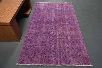 Turkish Vintage Rug, 3,9x6,8 ft Area Rug, Purple Blue Moroccan Wool Rug