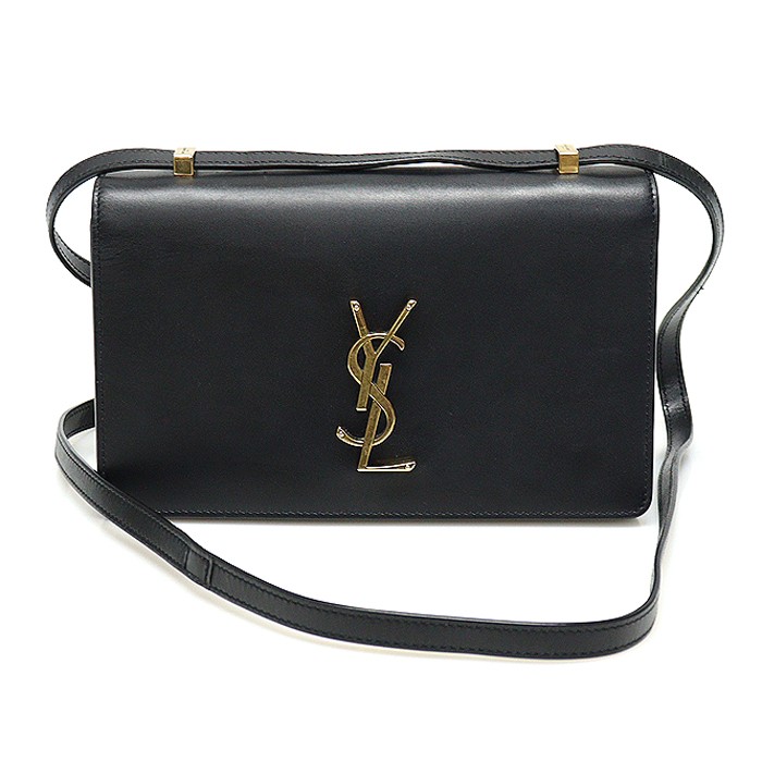 Saint Laurent Flap fisarmonica monogramma Dylan in vitello nero liscio tono oro piccolo