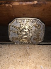 1886-1986 100 Years of Liberty Base Metal Silver Gold Belt Buckle Lady Statue
