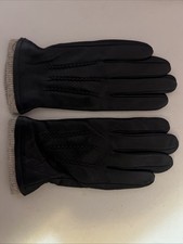 NEW Men s Black Leather Driving Gloves Cashmere Lined Size M Touch Screen