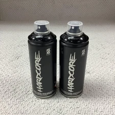 MTN Hardcore Spray Paint 400ml Glossy Black Cans Set of 2 Art Graffiti Brand New