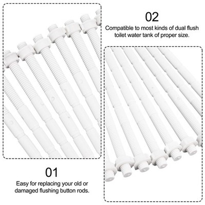 Set of 10 Toilet Push Button Rods Easy Install Dual Flush for Bathroom Use
