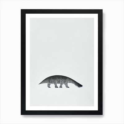 Dakosaurus Black & White Drawing Ar Framed Wall Art Poster Canvas Print Picture