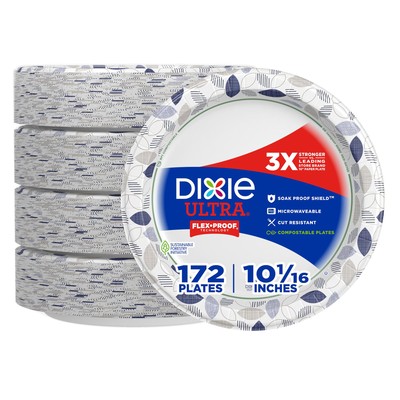 	Dixie Ultra Paper Plates 10'' Heavy Duty Microwave-Safe 172 Ct	