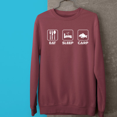 Eat Sleep Karpfenangeln Sweatshirt lustig Neuheit Geschenk Angler humorvoll Fischer
