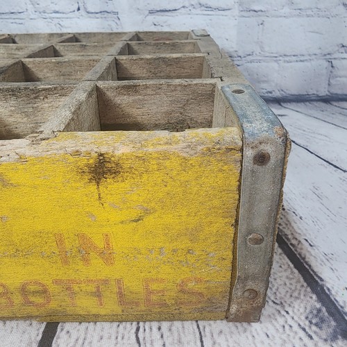 Vintage Drink Coca-Cola Yellow Wooden Case Box 24 Bottle Coke Soda Crate - Picture 4 of 16