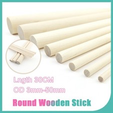 Round Wooden Stick Solid Round Wooden Rod DIY Handmade Model 30CM x OD 3mm-50mm