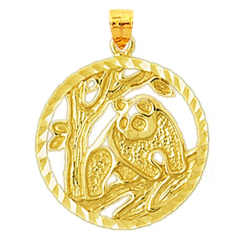 14K Solid Gold Encircled Panda Medallion - Picture 1 of 2