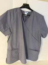 SB Scrub Top Size Extra Large Gray Short Sleeve /Mock Wrap Front/ Elastic Back
