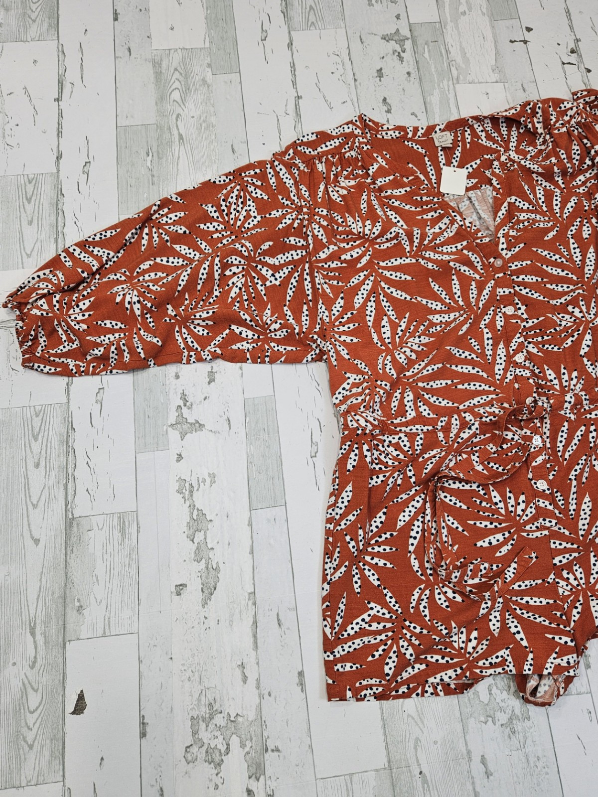 Loft Beach Leafed Button Rompred Small Belted 3/4… - image 6