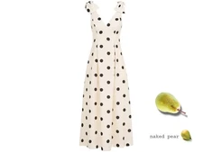 Zimmermann V Neck Midi Dress | Cream/White, Black Polka Dot, Shoulder Bows