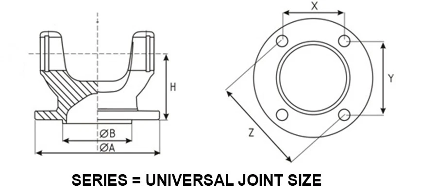 1350 Series Flange Yoke 3-2-1579 + Spicer 5-178X Universal Joint OSR fits Ford - Image 3 of 4
