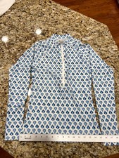 J.Crew Size Small Rash Guard. Blue and White floral print, UPF50