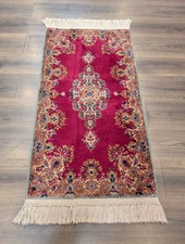 Karastan Rug 2x4 Kirman Red Medallion #762, Small Wool Karastan Rug