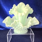 Fenton Aqua Milk Glass Epergne Hobnail 3-Horn VTG 1950s Glows