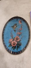 Hummingbird Stained Glass Sun Catcher 7" X 4" Signed, Vintage,Florals, Beautiful