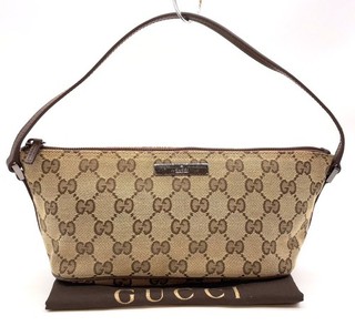 Auth Gucci GG Canvas Leather Beige 07198 2123 Accessory Pouch W/Dustbag NS071356