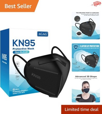 Stylish Black 5 Ply Dust Masks - 60 Individually Wrapped for Ultimate Safety