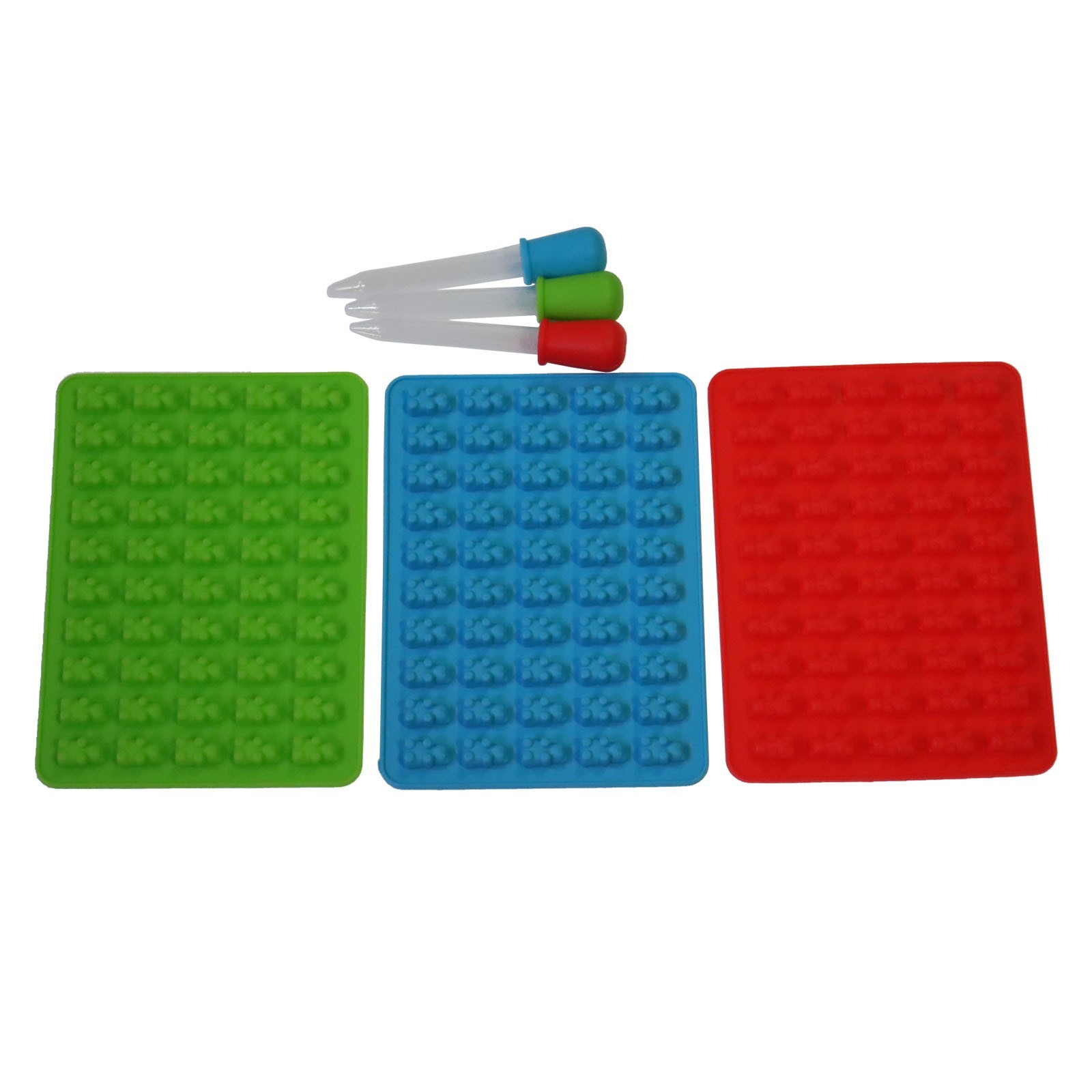 3pcs Gummy Bear Mold Silicone Candy Making Supplies with 3 Droppers