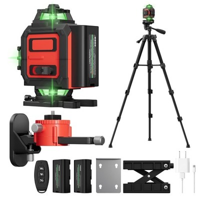 Laser Level, 4D 16 Lines 4x360°Self-Leveling Green Beam with Tripod & Remote,...