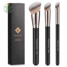 Foundation Contour Conceal Brush Set, 3PCS Angled Synthetic Kabuki Brush for Ble