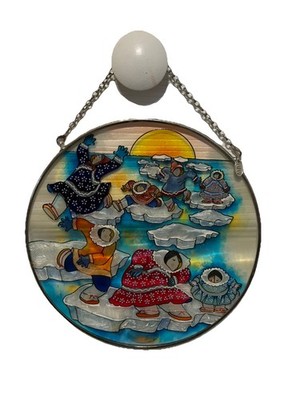 AMIA Studios 6.5'' Stained Glass ''Arctic Hopscotch'' Suncatcher