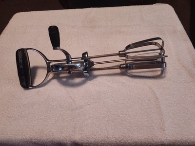 Vintage Presto Stainless Steel Rotary Egg Beater Hand Crank Mixer Blk Handle USA