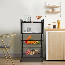 4 Tier Microwaves Rack Black Kitchen Organizer Shelf Bread Rack Coffee Station