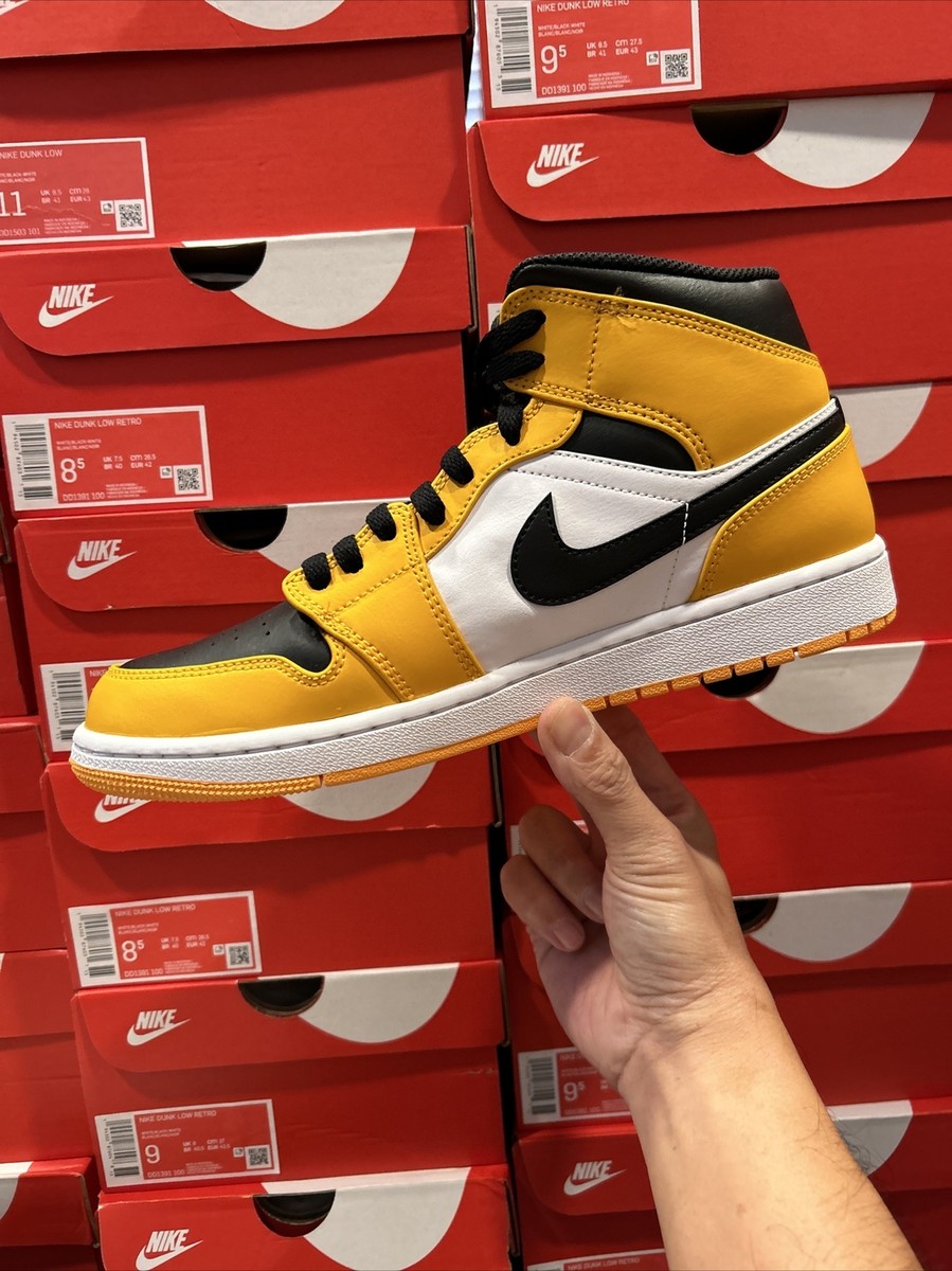 Air Jordan 1 Mid “Taxi” Black Toe Yellow Pollen - Men's Size 10 | eBay