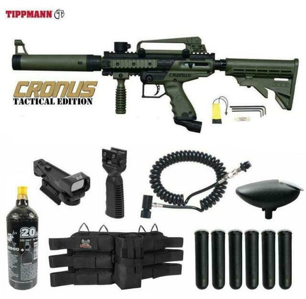 Tippmann Cronus Tactical Red Dot Paintball Gun Package Black/Olive