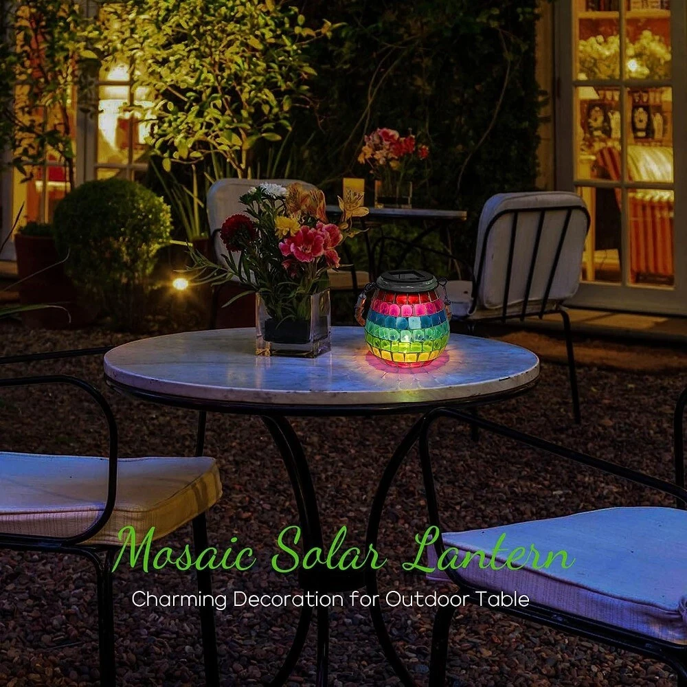 Mosaic Mosaic Solar Lights Oval Projection Hanging Lamp Party