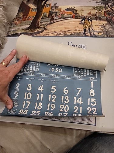 Vintage 1950 Corsons Lime Harbor Road Fishing Port Sailing Advertising Calendar - Picture 7 of 11