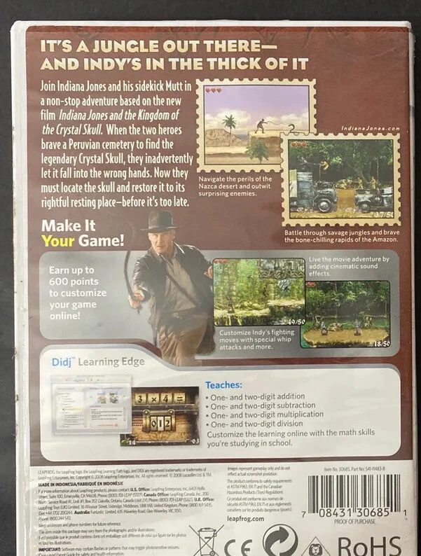 LeapFrog Didj Game Indiana Jones (2nd-4th grade, ages 7-10) Math Facts Pre-owned - Image 3 of 3