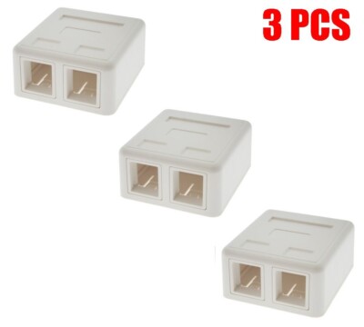 3x 2 Port Blank RJ45 CAT Network Surface Wall Mount Box For Insert Keystone Jack