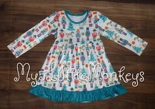 NEW Boutique Christmas Nutcracker Girls Long Sleeve Ruffle Hem Dress