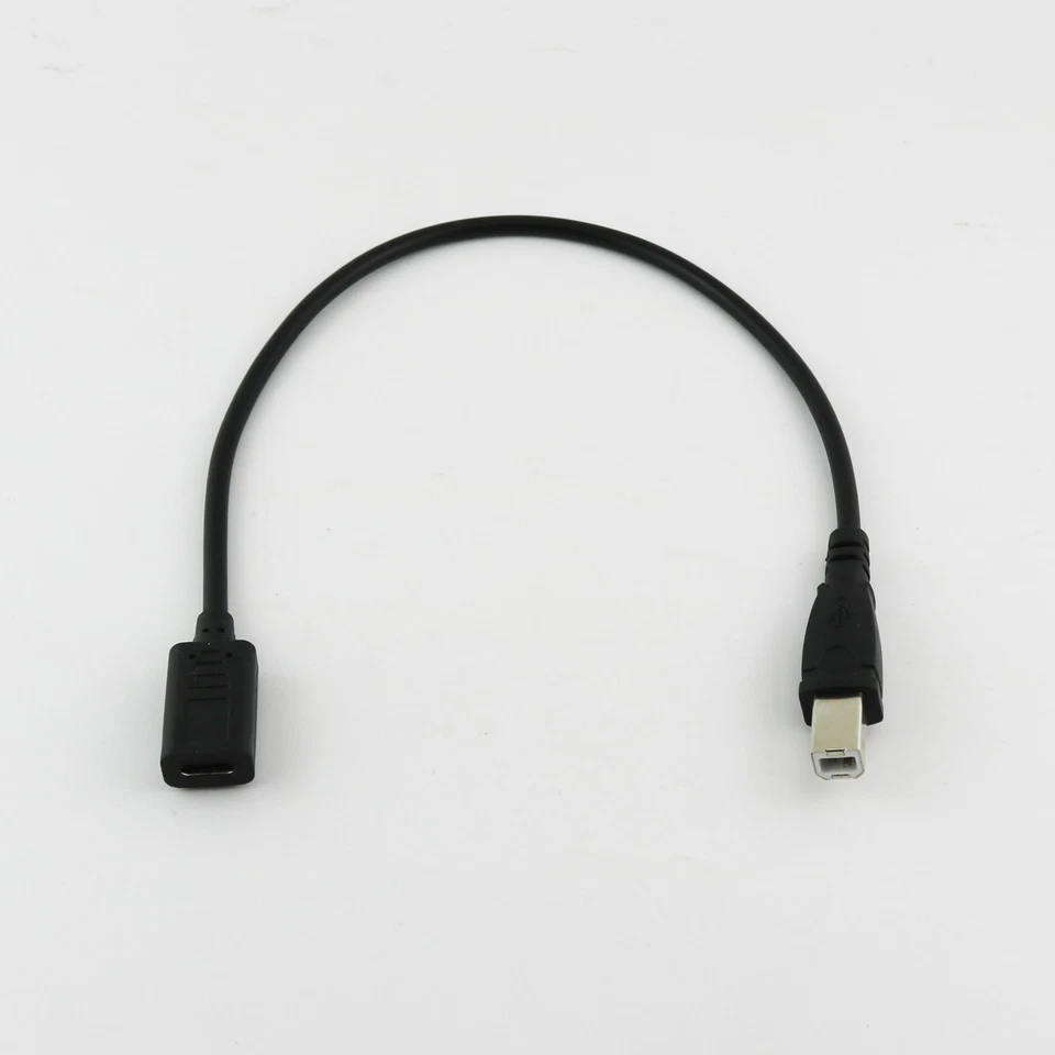 USB 3.1 Type C Female to USB 2.0 B Male Printer Scanner Data Connector Cable 1ft - Image 2 of 4